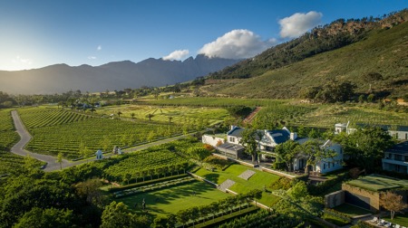 Aerial view of Manor House, Leeu Estates