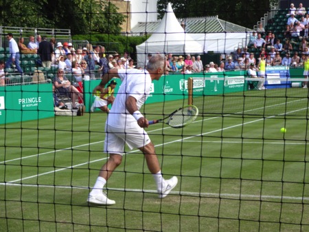 Caption- Mansour Bahrami playing at Hurlingham Tennis 2015